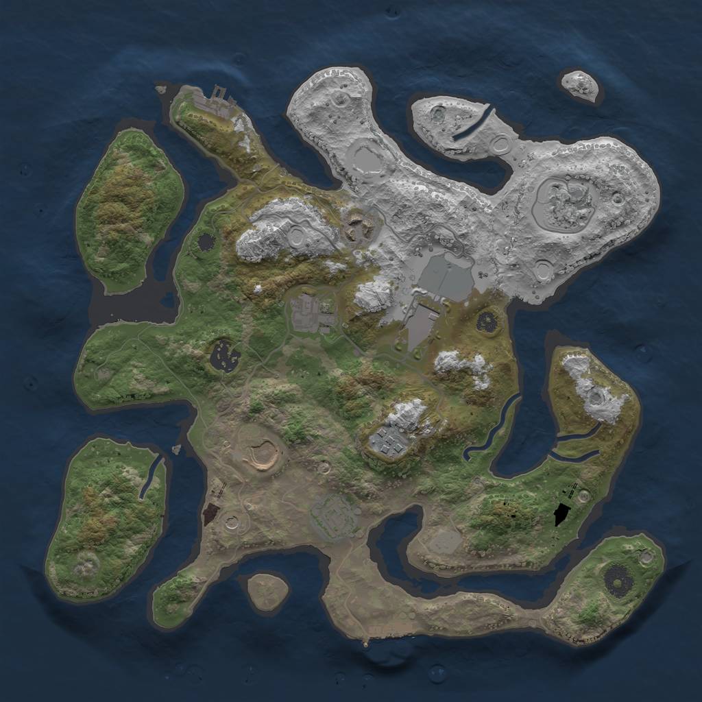 Rust Map: Procedural Map, Size: 3500, Seed: 14897612, 16 Monuments