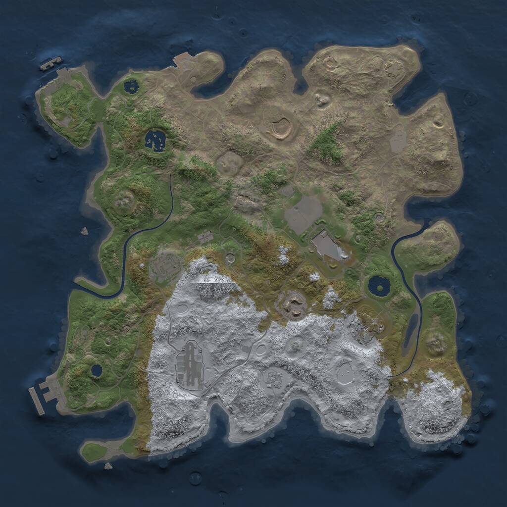 Rust Map: Procedural Map, Size: 3500, Seed: 829118946, 13 Monuments