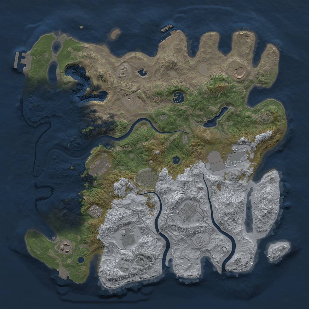 Rust Map: Procedural Map, Size: 4000, Seed: 691831, 16 Monuments