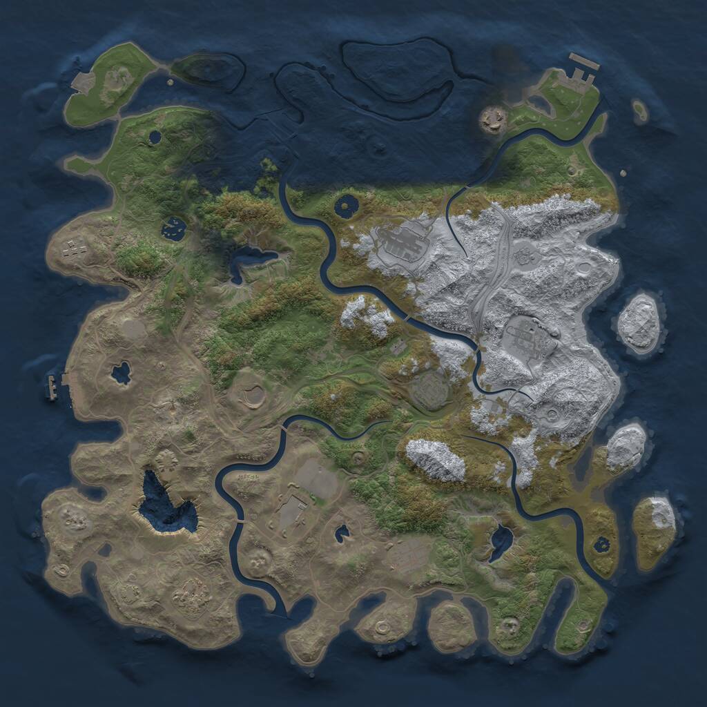 Rust Map: Procedural Map, Size: 4500, Seed: 54814801, 16 Monuments
