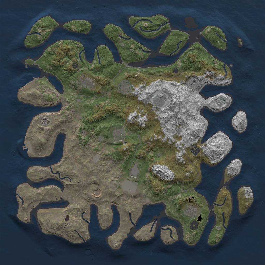 Rust Map: Procedural Map, Size: 4500, Seed: 54814801, 18 Monuments