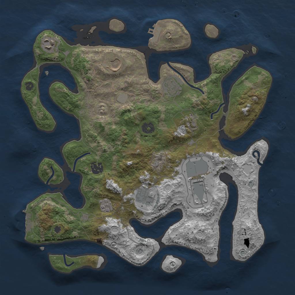 Rust Map: Procedural Map, Size: 3550, Seed: 401969, 16 Monuments