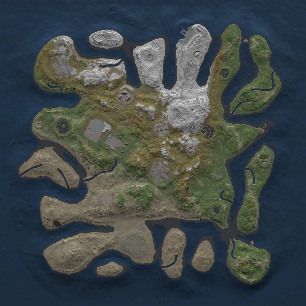 Rust Map: Procedural Map, Size: 3550, Seed: 405738, 14 Monuments