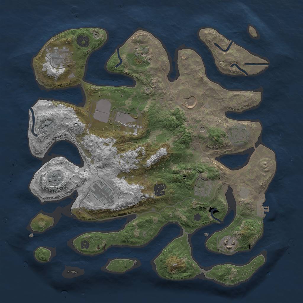 Rust Map: Procedural Map, Size: 3550, Seed: 729801, 17 Monuments