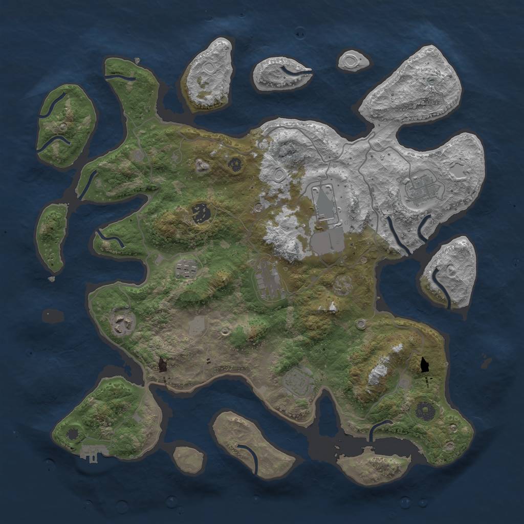 Rust Map: Procedural Map, Size: 4000, Seed: 458272, 14 Monuments