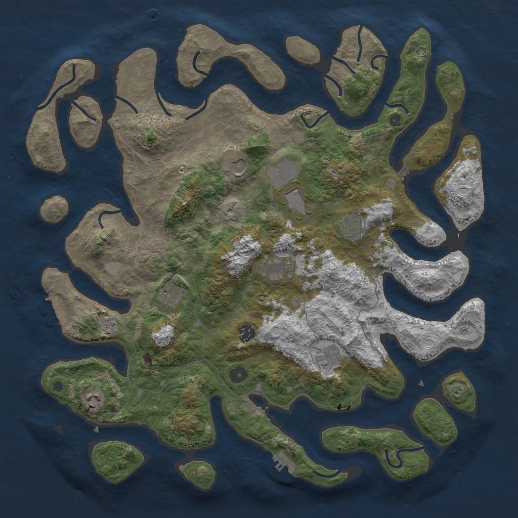 Rust Map: Procedural Map, Size: 4500, Seed: 721225, 17 Monuments