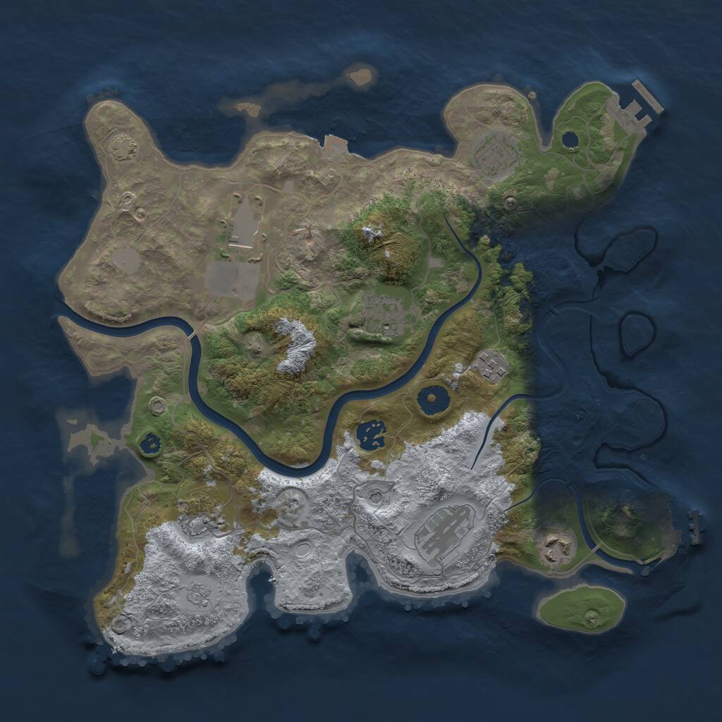 Rust Map: Procedural Map, Size: 3550, Seed: 542426, 14 Monuments