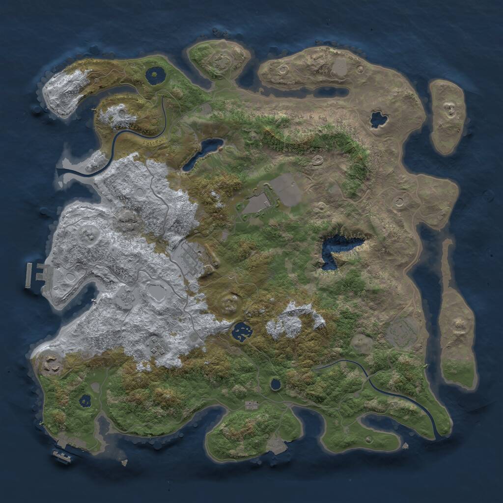 Rust Map: Procedural Map, Size: 4000, Seed: 572074, 12 Monuments