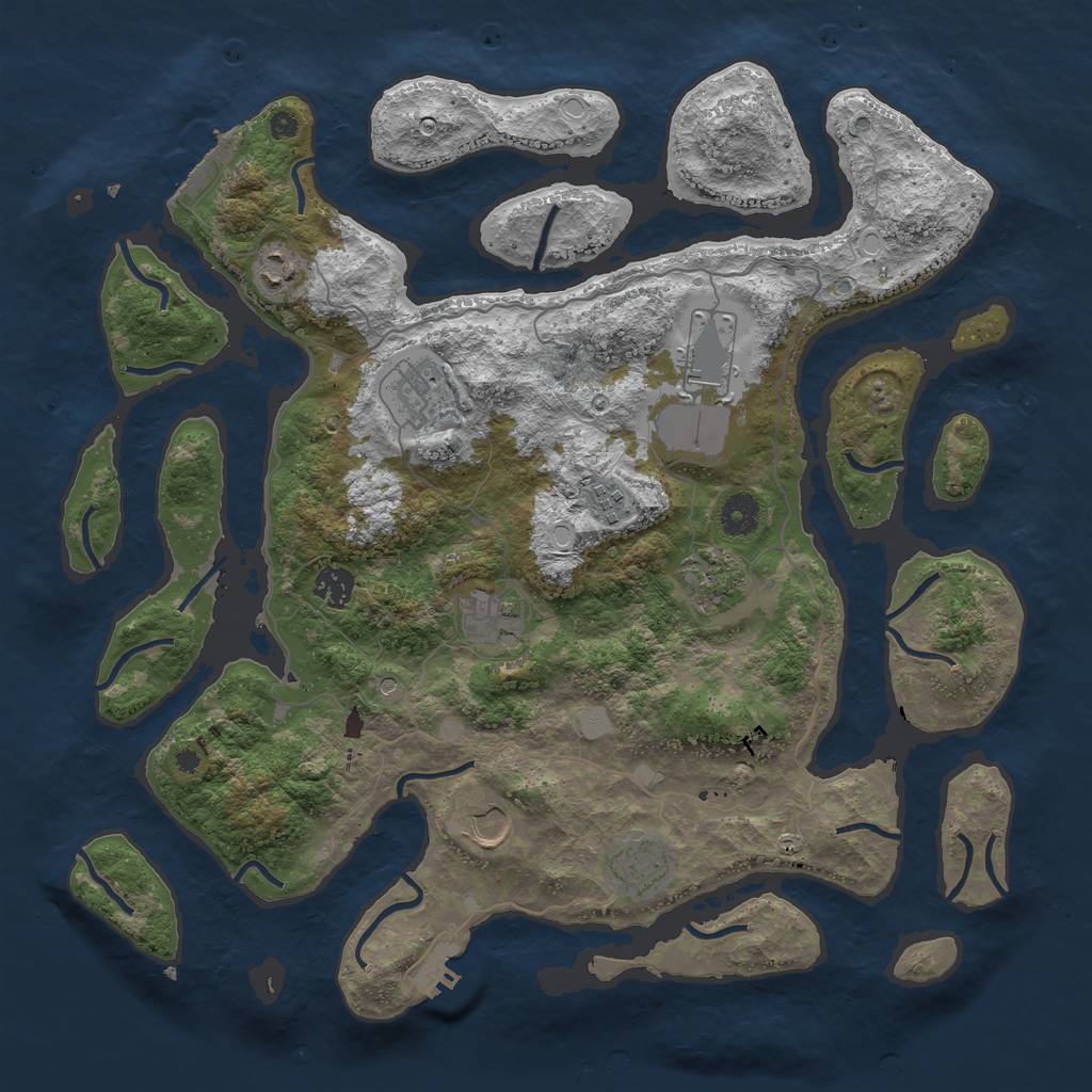Rust Map: Procedural Map, Size: 4000, Seed: 175048, 17 Monuments