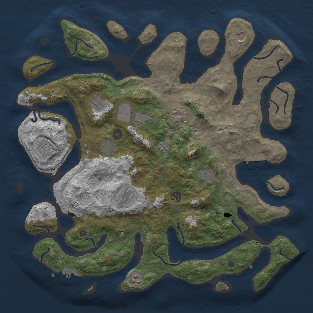 Rust Map: Procedural Map, Size: 4500, Seed: 5517254, 19 Monuments