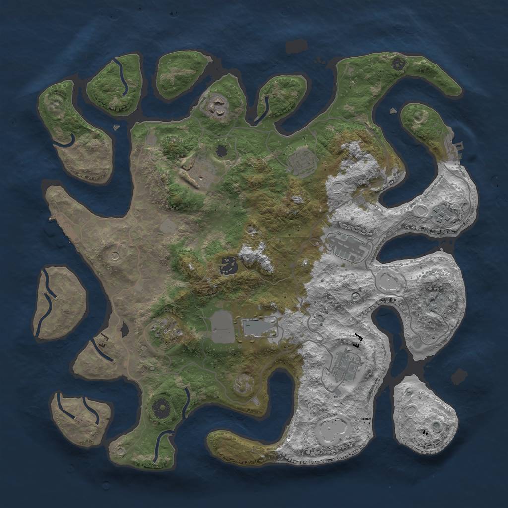 Rust Map: Procedural Map, Size: 4000, Seed: 964752, 17 Monuments