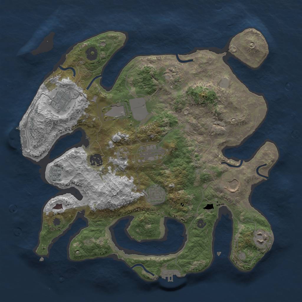 Rust Map: Procedural Map, Size: 3500, Seed: 4014623, 16 Monuments