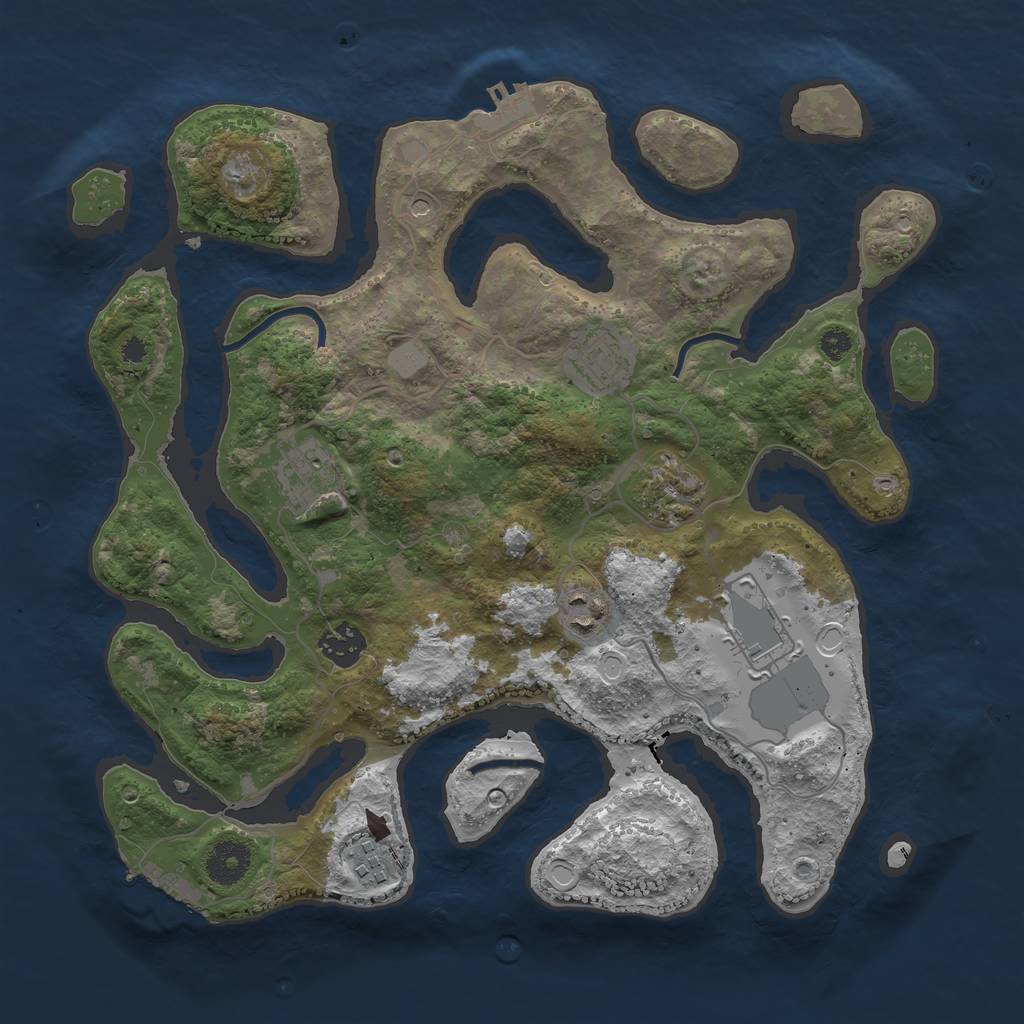 Rust Map: Procedural Map, Size: 3500, Seed: 474951430, 15 Monuments