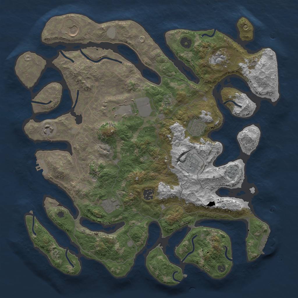 Rust Map: Procedural Map, Size: 4000, Seed: 855391, 17 Monuments