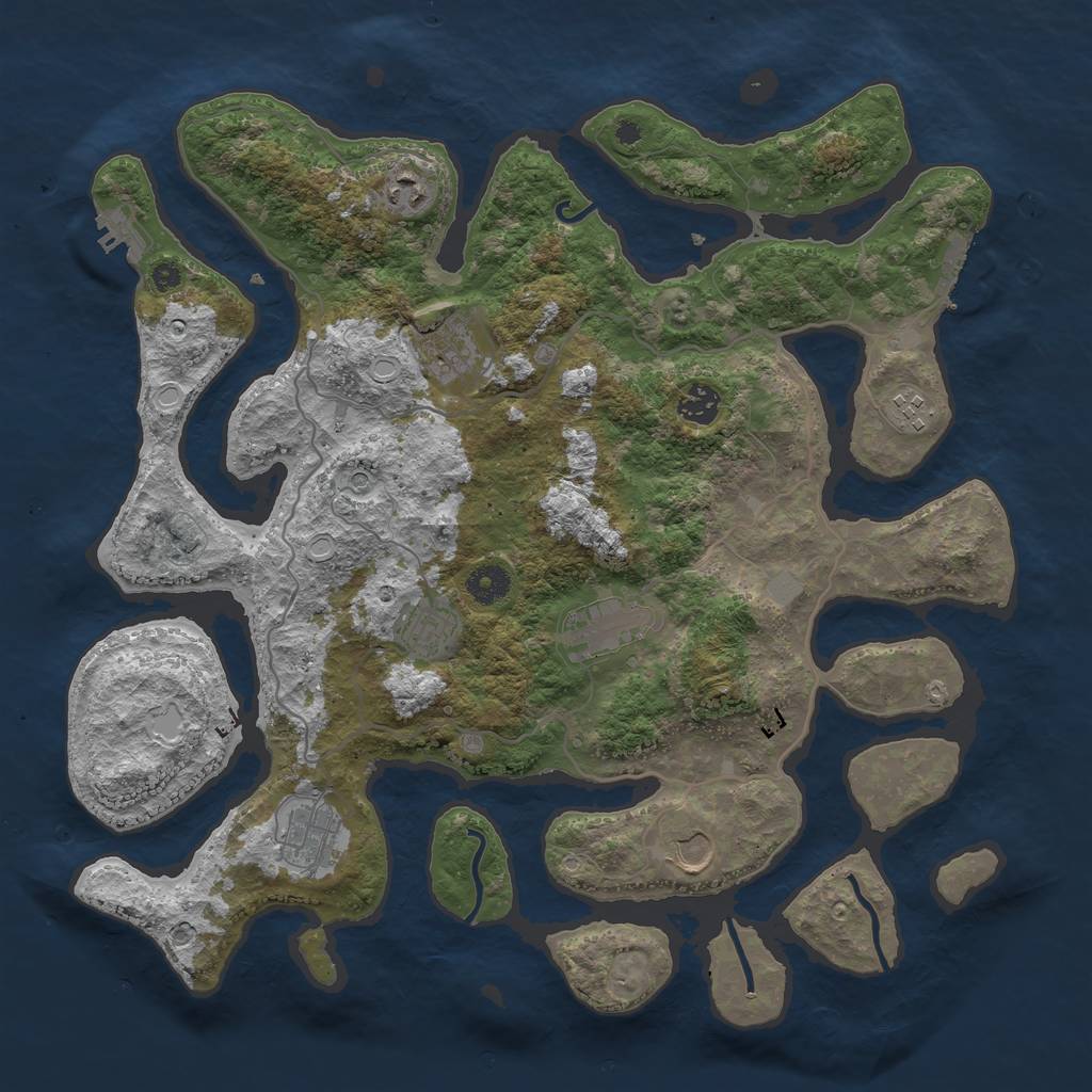 Rust Map: Procedural Map, Size: 4000, Seed: 517833, 16 Monuments