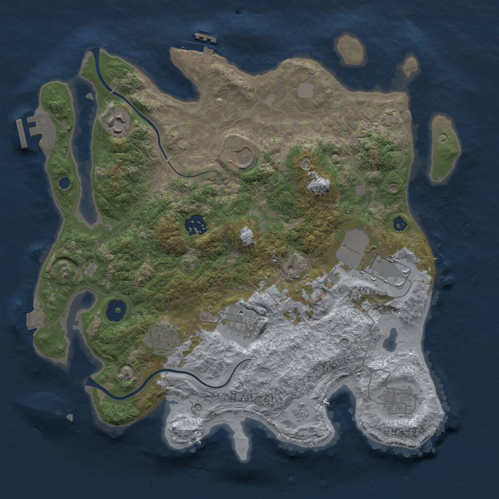 Rust Map: Procedural Map, Size: 3500, Seed: 19178145, 13 Monuments