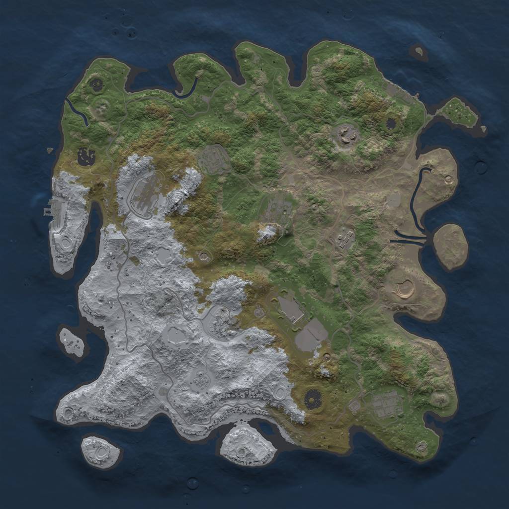 Rust Map: Procedural Map, Size: 4000, Seed: 686494, 19 Monuments