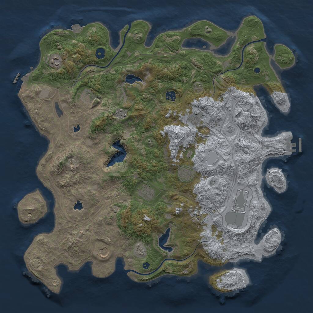 Rust Map: Procedural Map, Size: 4500, Seed: 4441035, 16 Monuments