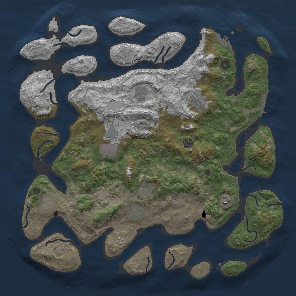 Rust Map: Procedural Map, Size: 4500, Seed: 4414286, 17 Monuments