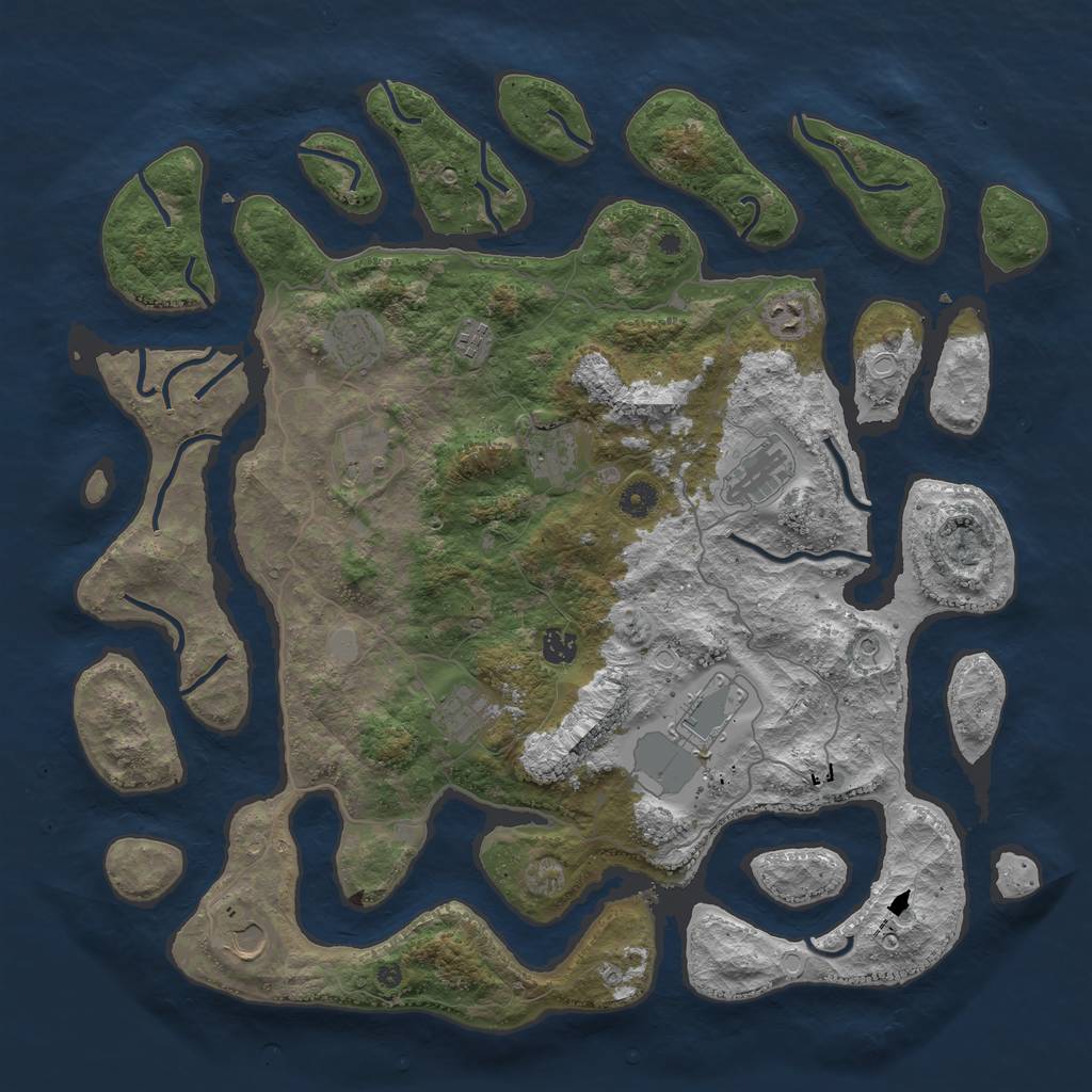 Rust Map: Procedural Map, Size: 4500, Seed: 243583129, 16 Monuments