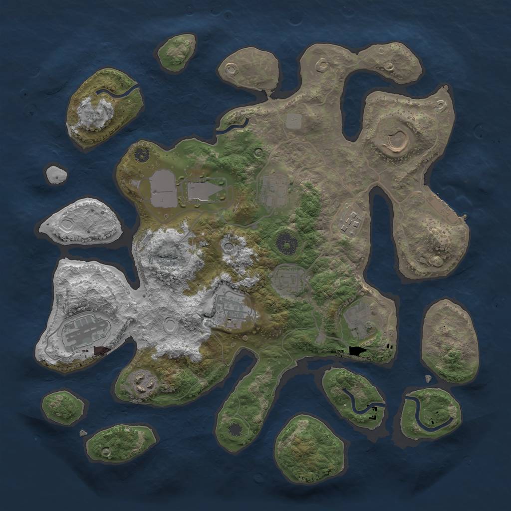 Rust Map: Procedural Map, Size: 3500, Seed: 635793, 16 Monuments