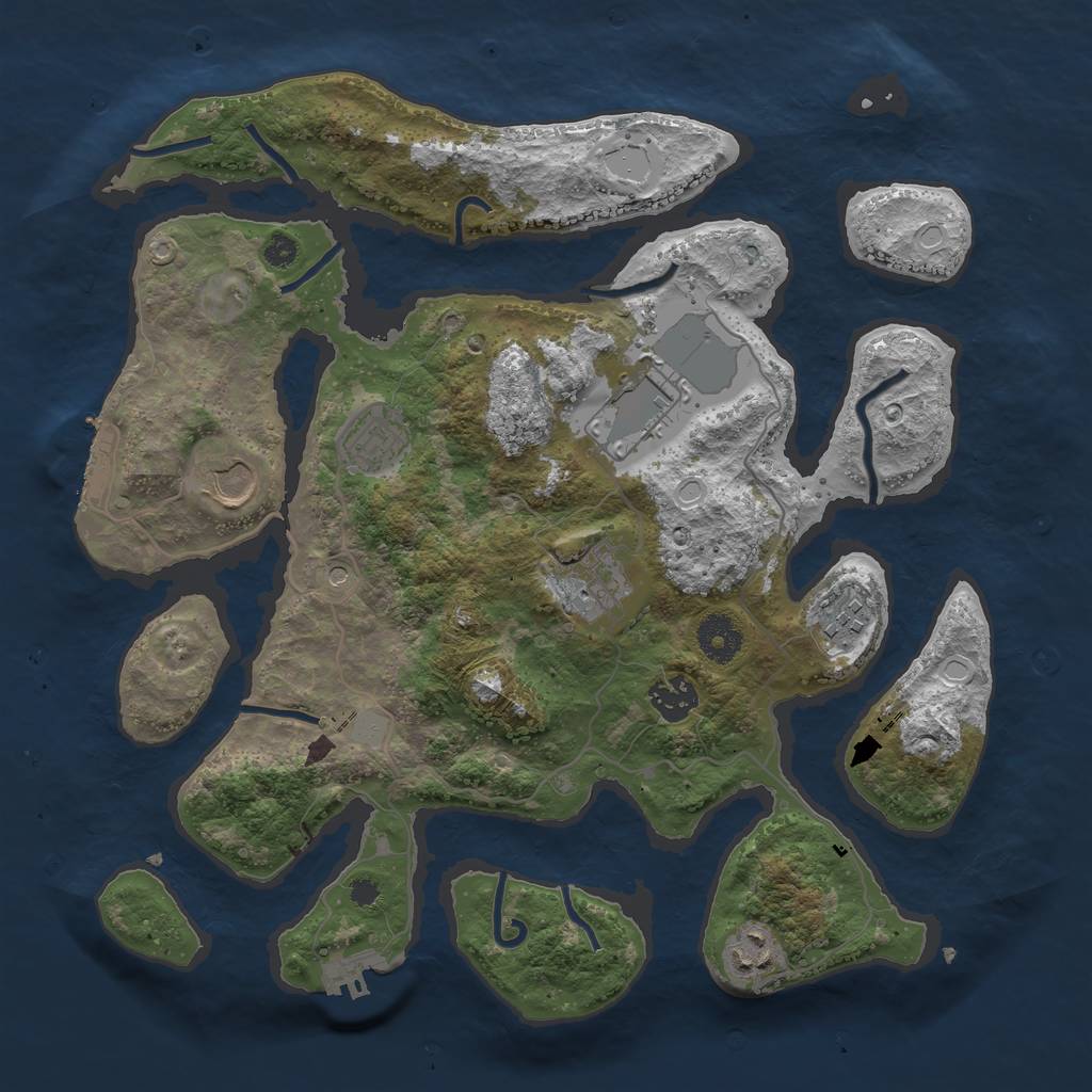 Rust Map: Procedural Map, Size: 3550, Seed: 209903, 15 Monuments