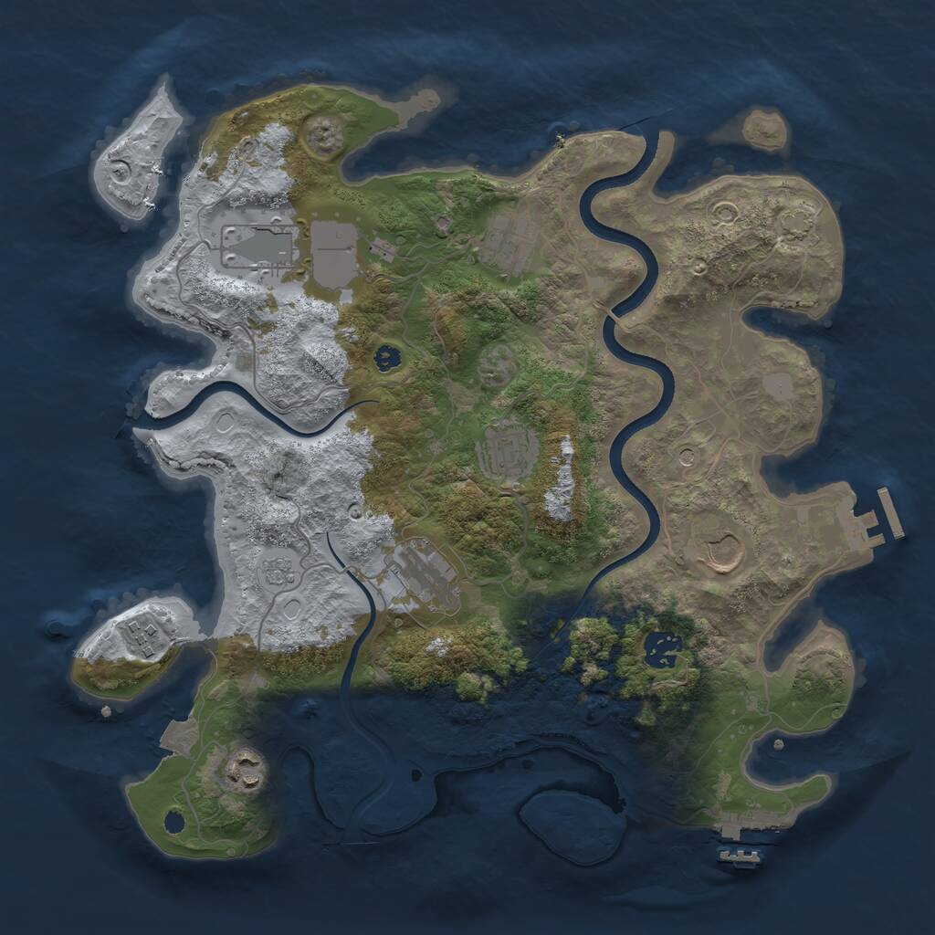 Rust Map: Procedural Map, Size: 3600, Seed: 1714881615, 14 Monuments