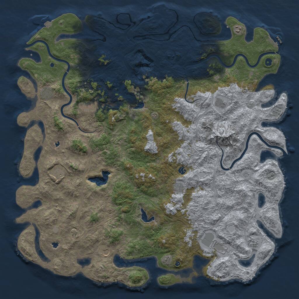Rust Map: Procedural Map, Size: 6000, Seed: 66345668, 17 Monuments
