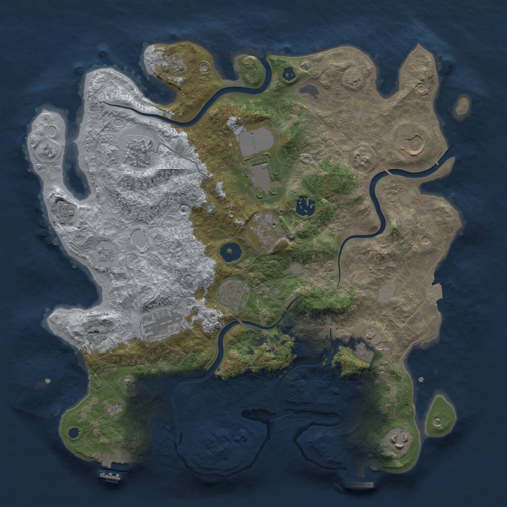 Rust Map: Procedural Map, Size: 3800, Seed: 6724, 16 Monuments