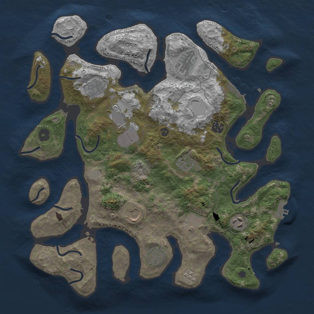 Rust Map: Procedural Map, Size: 3850, Seed: 1911010926, 18 Monuments