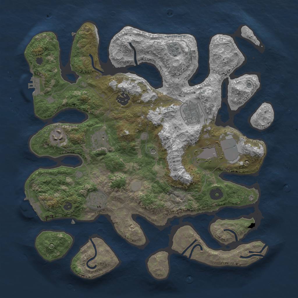 Rust Map: Procedural Map, Size: 3550, Seed: 925890, 15 Monuments