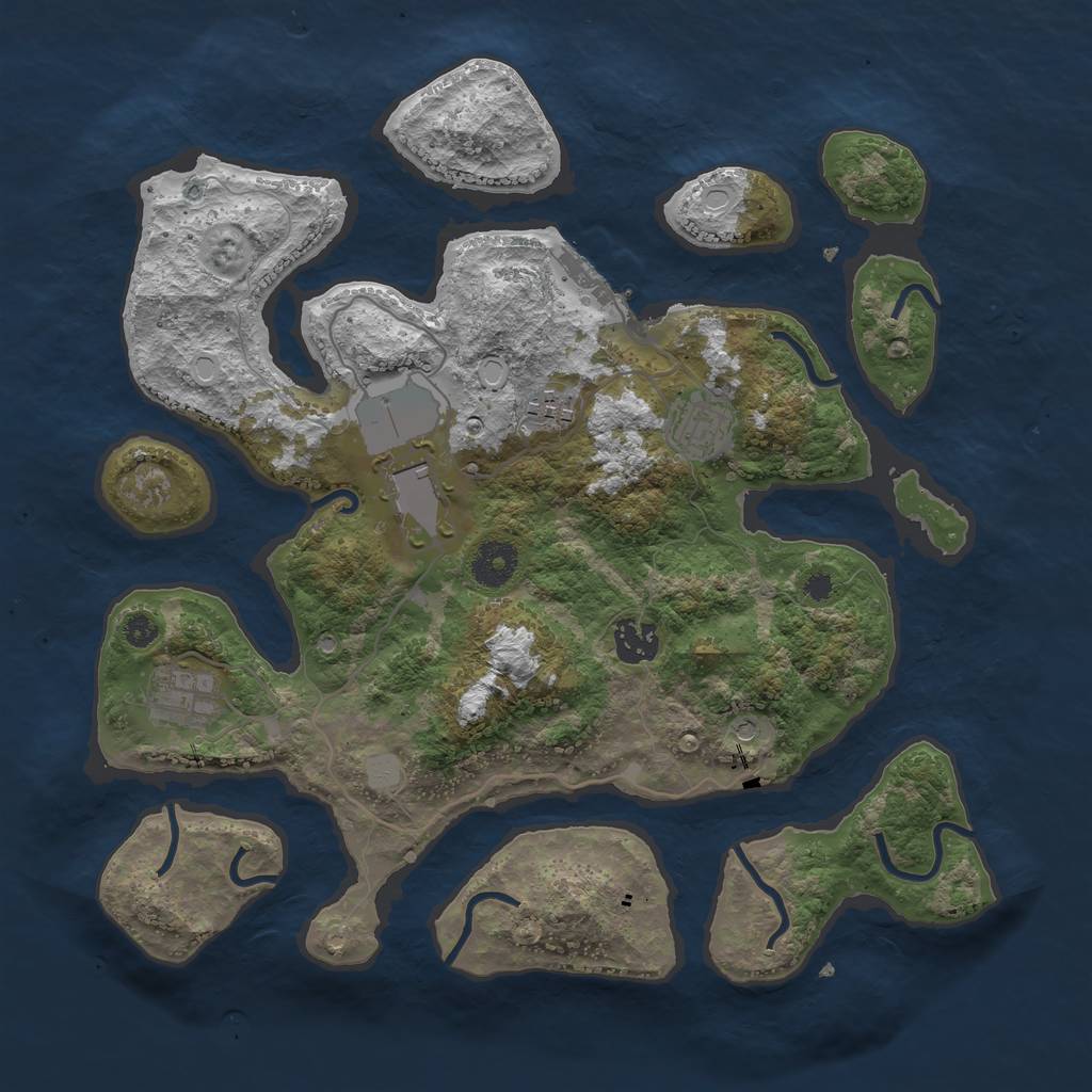 Rust Map: Procedural Map, Size: 3550, Seed: 854236, 12 Monuments