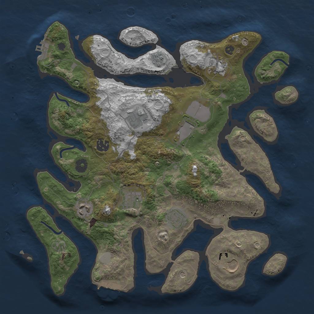 Rust Map: Procedural Map, Size: 3550, Seed: 85558, 17 Monuments
