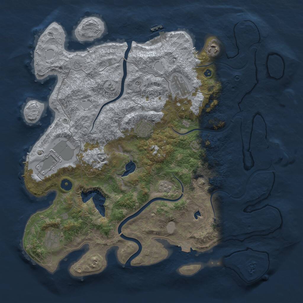 Rust Map: Procedural Map, Size: 4000, Seed: 1930996525, 12 Monuments