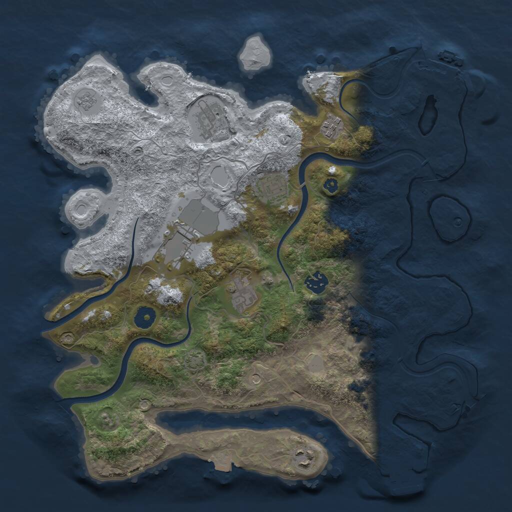 Rust Map: Procedural Map, Size: 3550, Seed: 19414, 13 Monuments