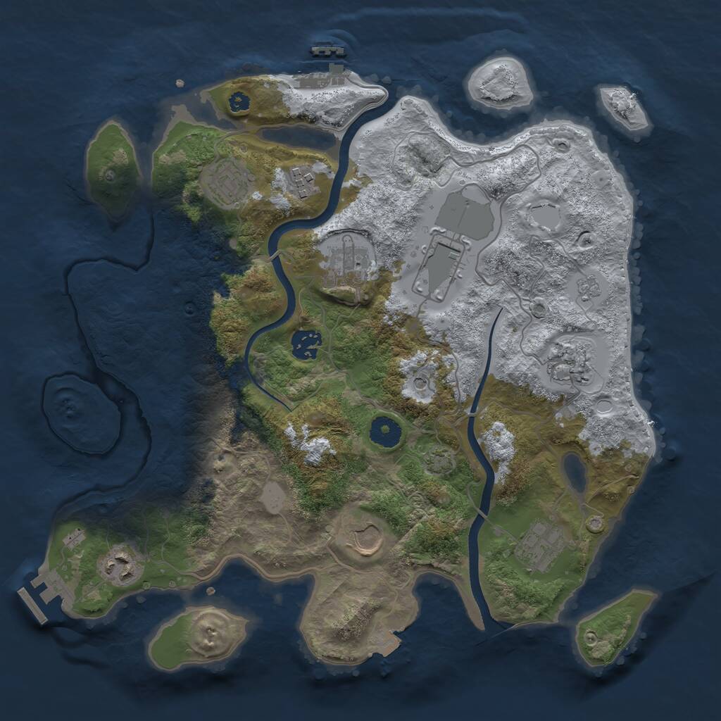 Rust Map: Procedural Map, Size: 3500, Seed: 2706844, 15 Monuments