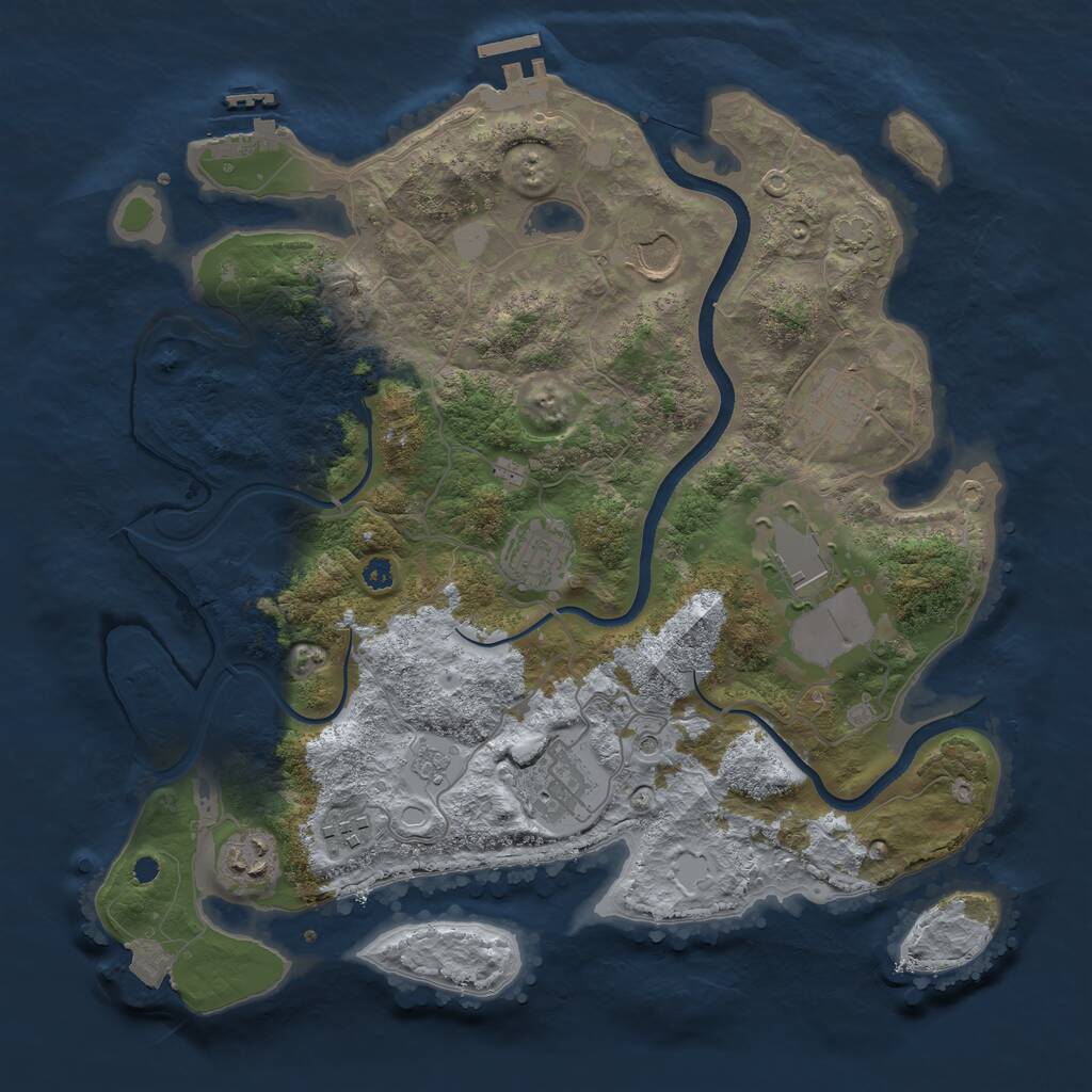 Rust Map: Procedural Map, Size: 3500, Seed: 3219973, 13 Monuments