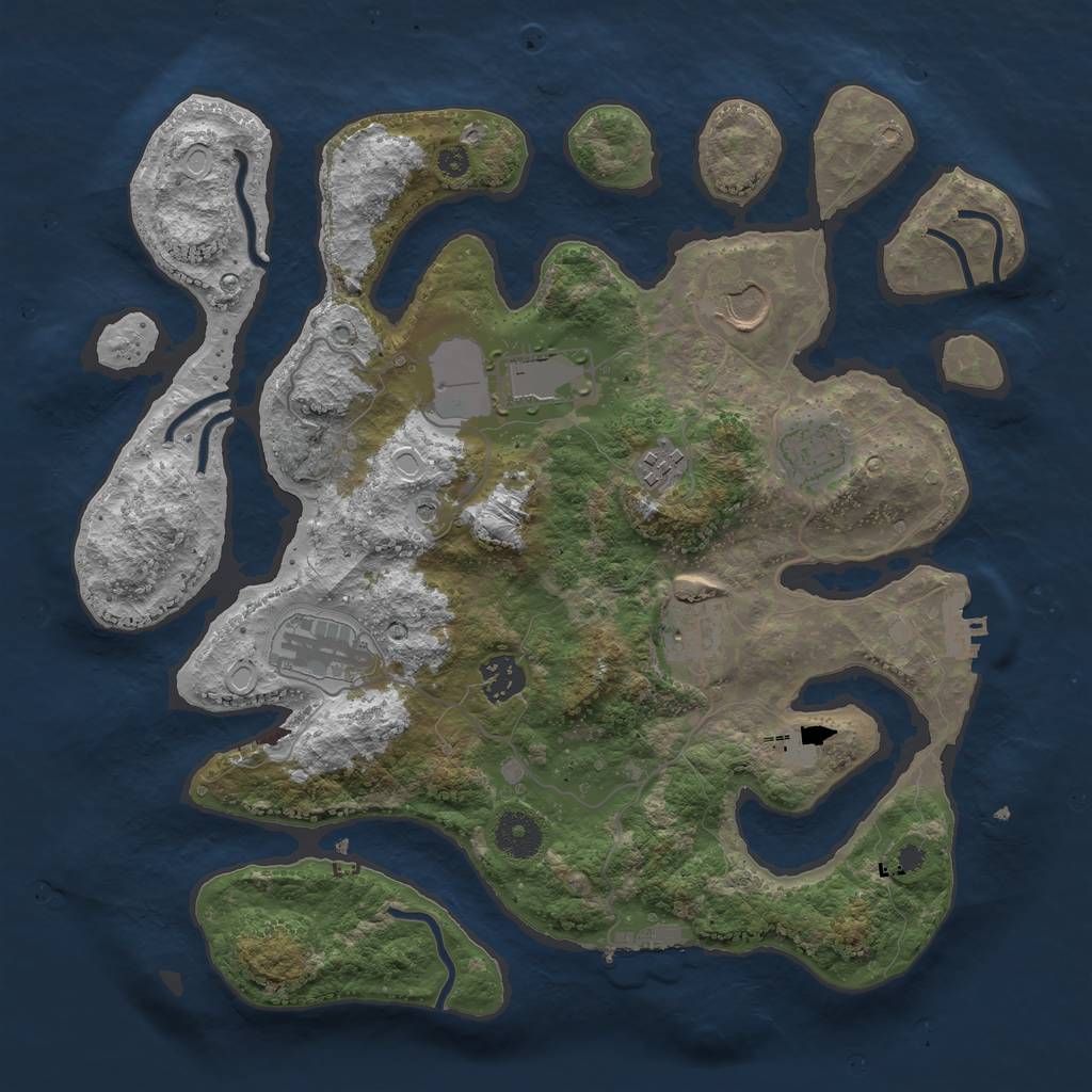 Rust Map: Procedural Map, Size: 3550, Seed: 441633, 15 Monuments
