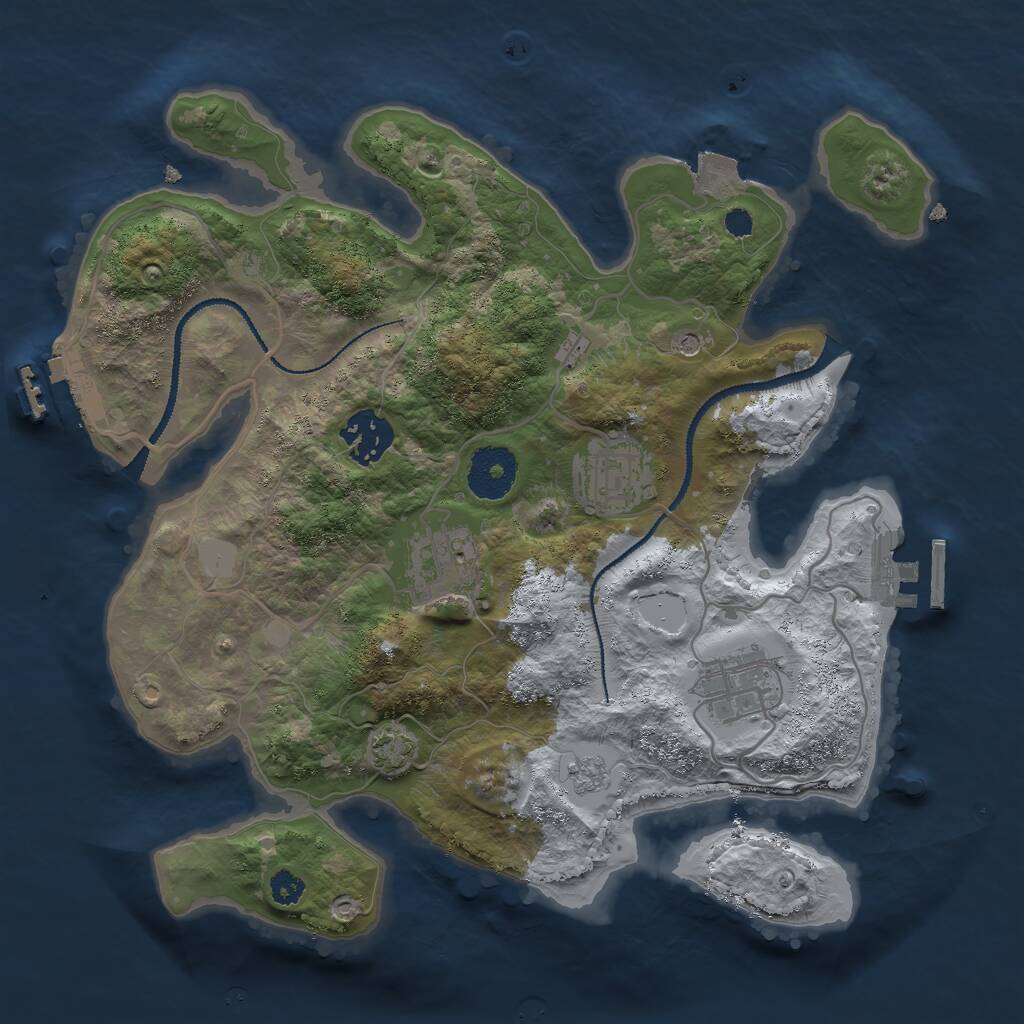 Rust Map: Procedural Map, Size: 3000, Seed: 101911, 10 Monuments
