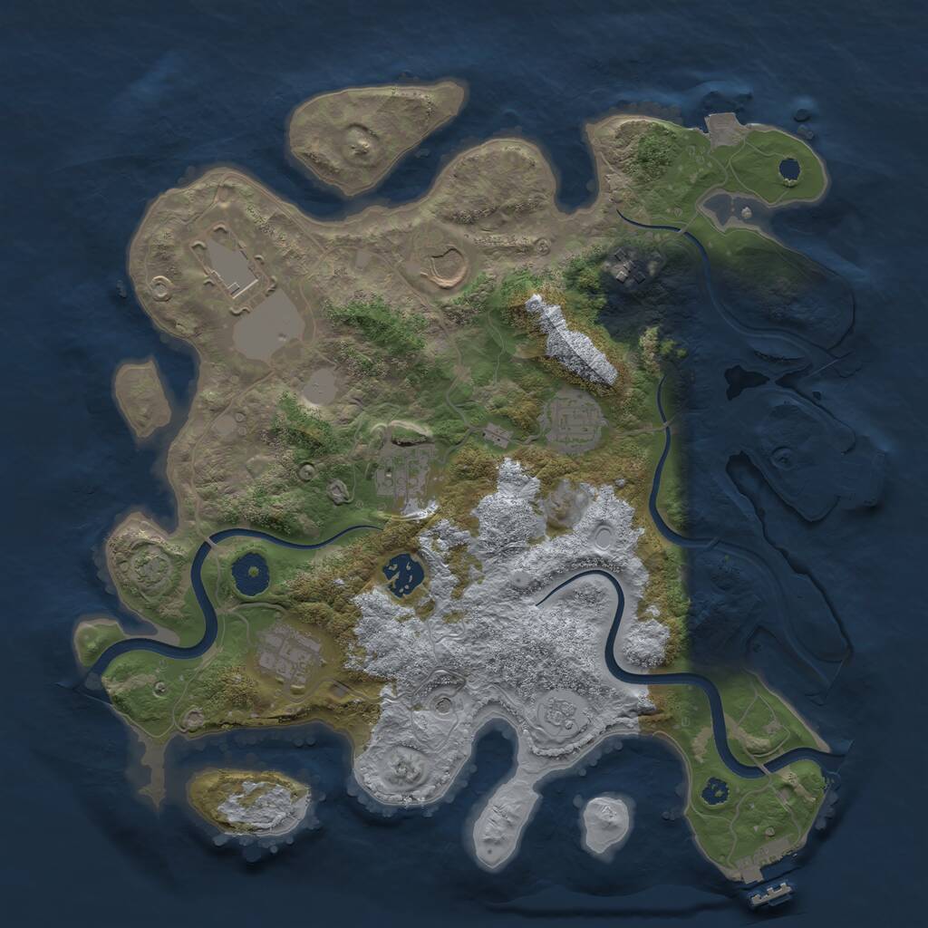 Rust Map: Procedural Map, Size: 3500, Seed: 2547473, 13 Monuments