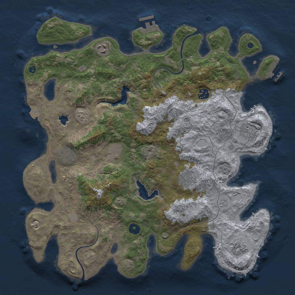 Rust Map: Procedural Map, Size: 4000, Seed: 758972, 14 Monuments