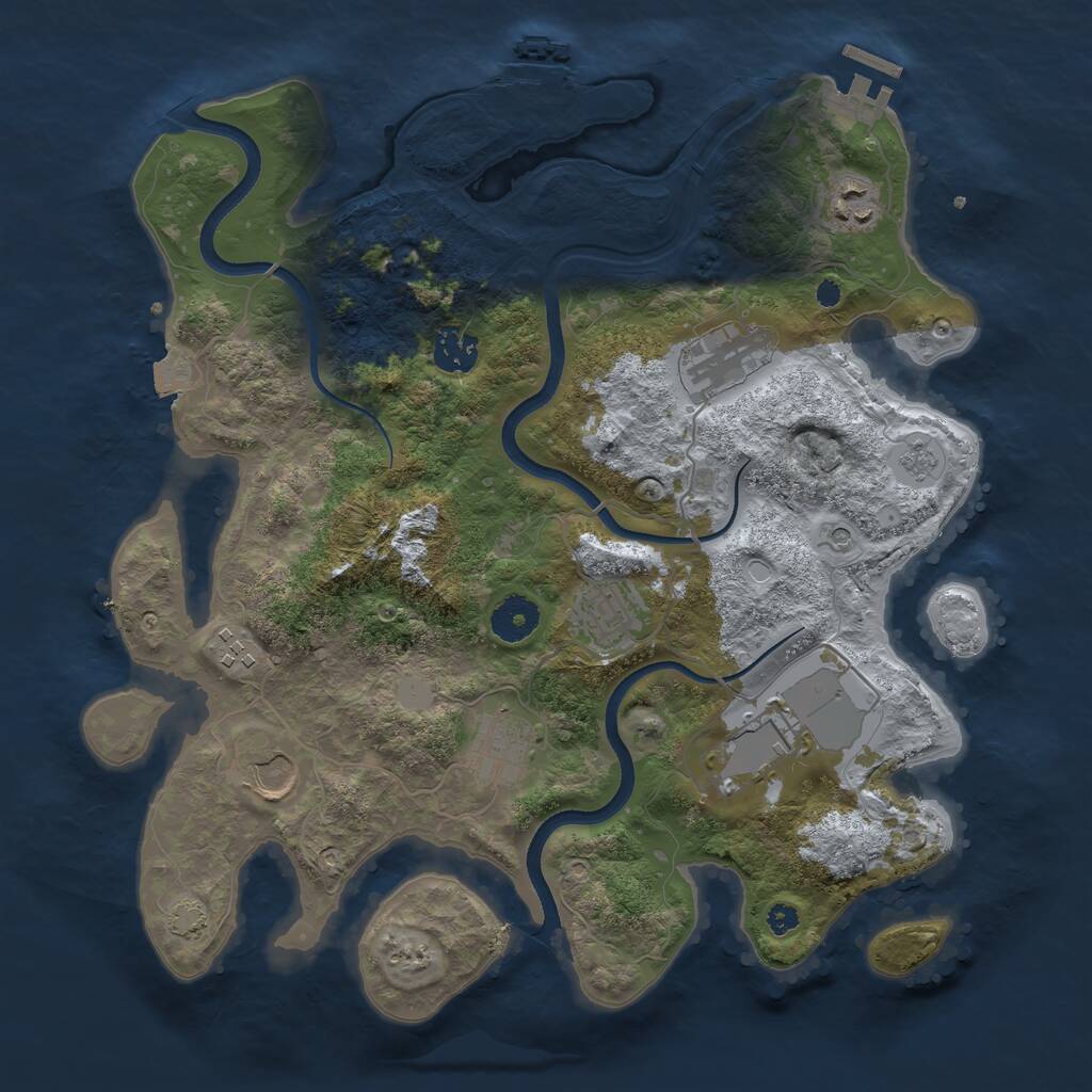 Rust Map: Procedural Map, Size: 3550, Seed: 360127, 14 Monuments