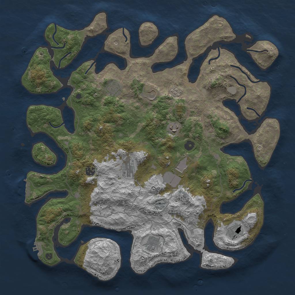 Rust Map: Procedural Map, Size: 4500, Seed: 3514601, 17 Monuments
