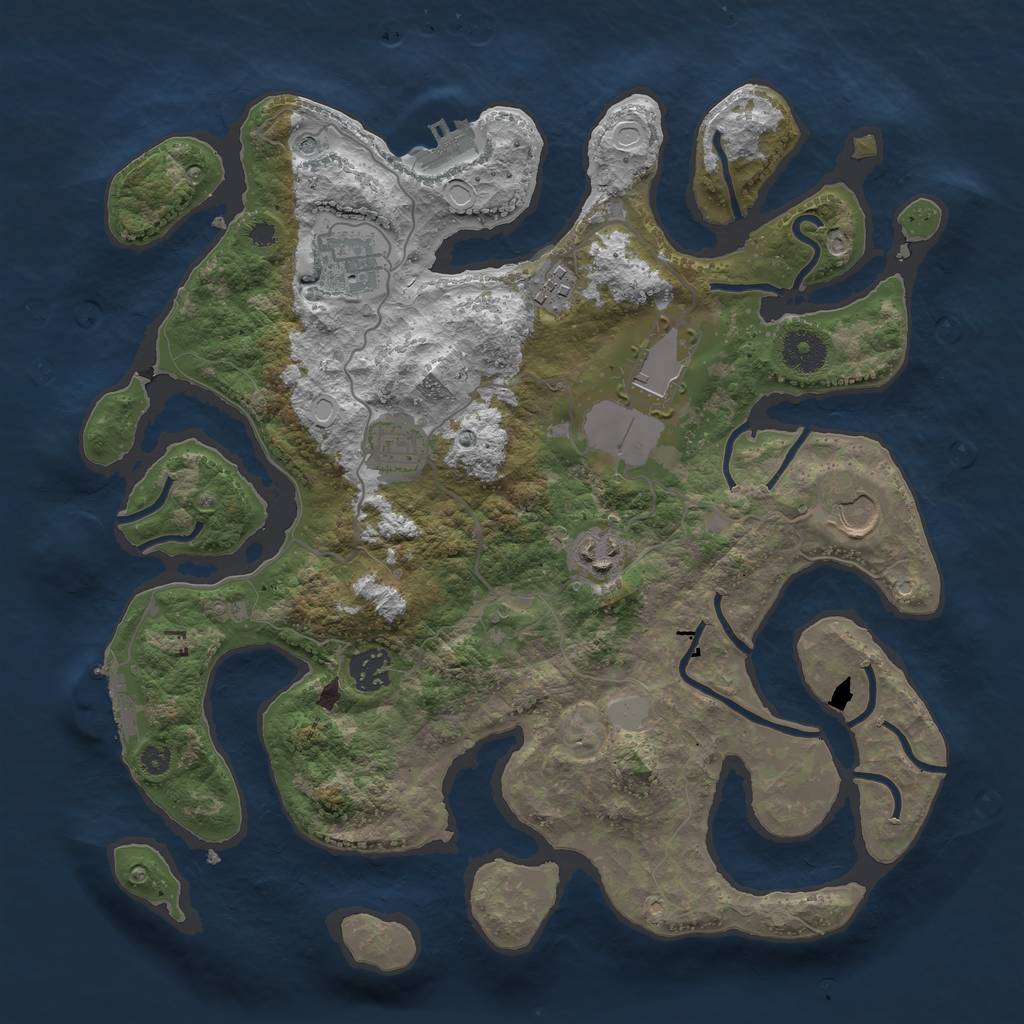 Rust Map: Procedural Map, Size: 3550, Seed: 121443, 15 Monuments