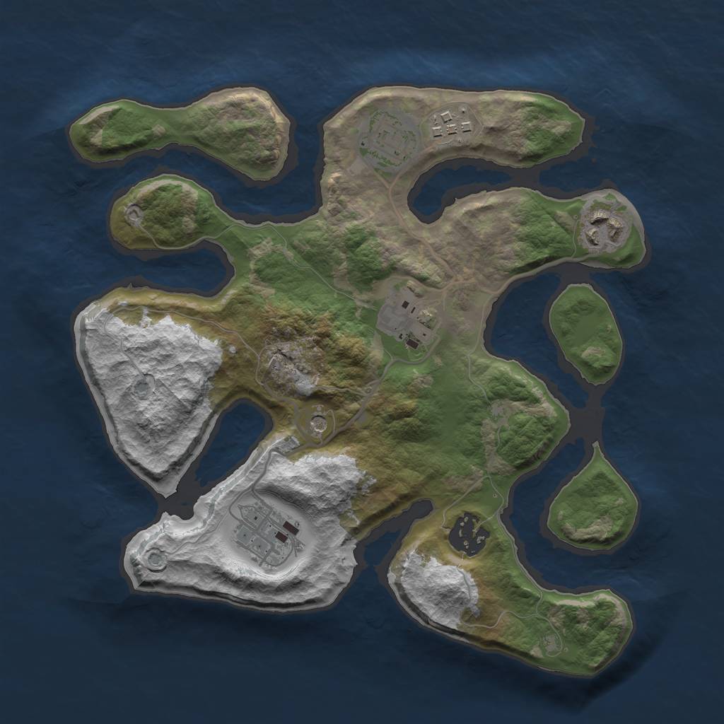Rust Map: Barren, Size: 2750, Seed: 1241341, 9 Monuments