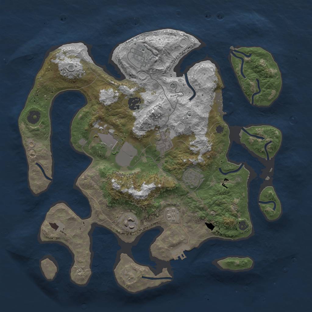 Rust Map: Procedural Map, Size: 3550, Seed: 610812, 15 Monuments