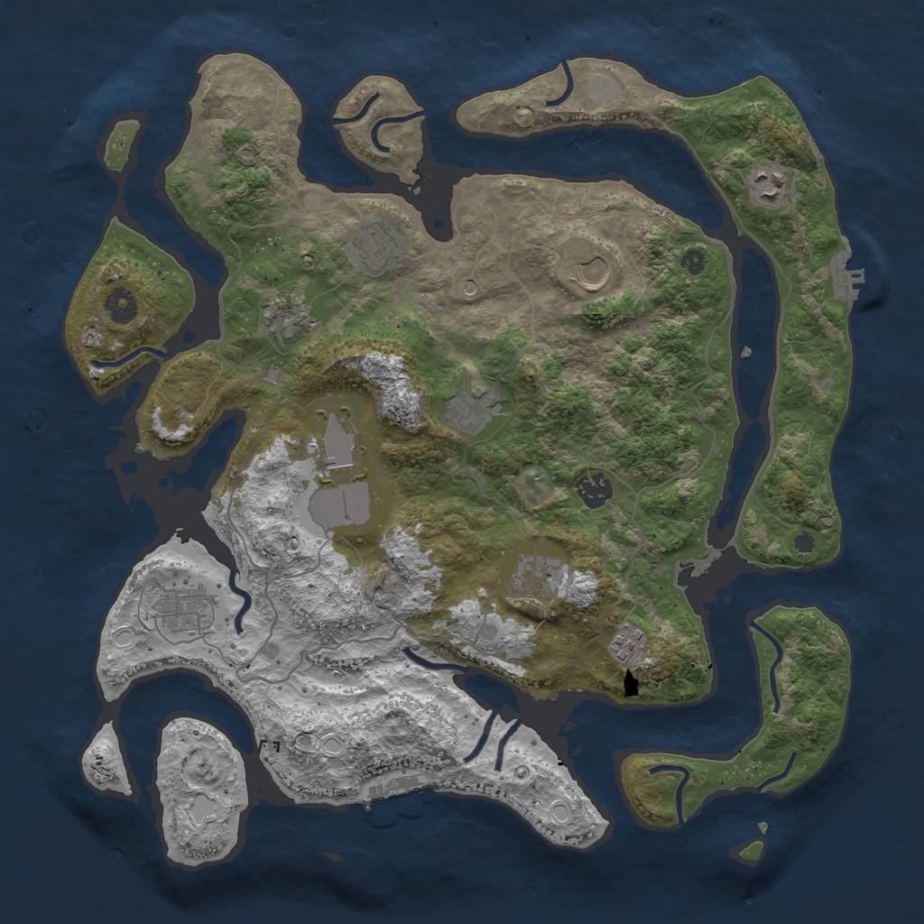Rust Map: Procedural Map, Size: 4000, Seed: 609904, 18 Monuments
