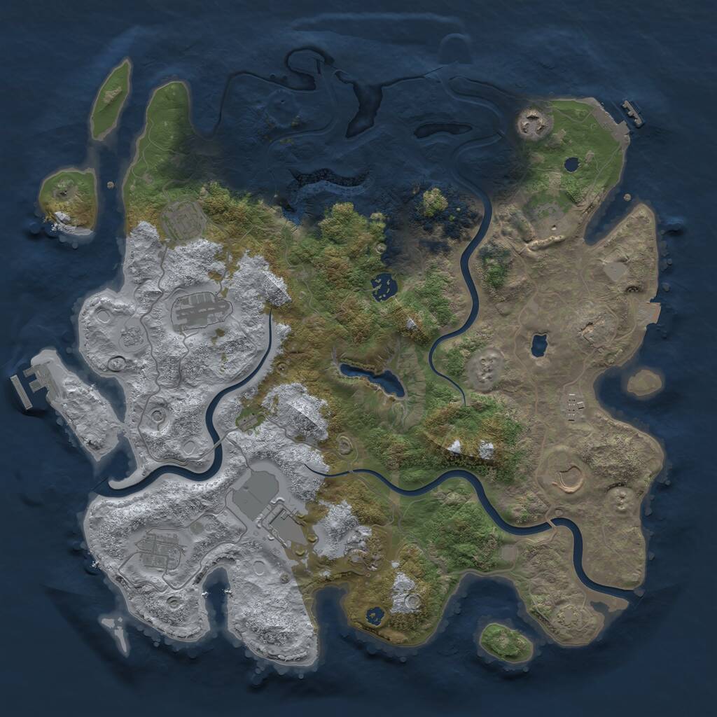 Rust Map: Procedural Map, Size: 4000, Seed: 7345, 16 Monuments