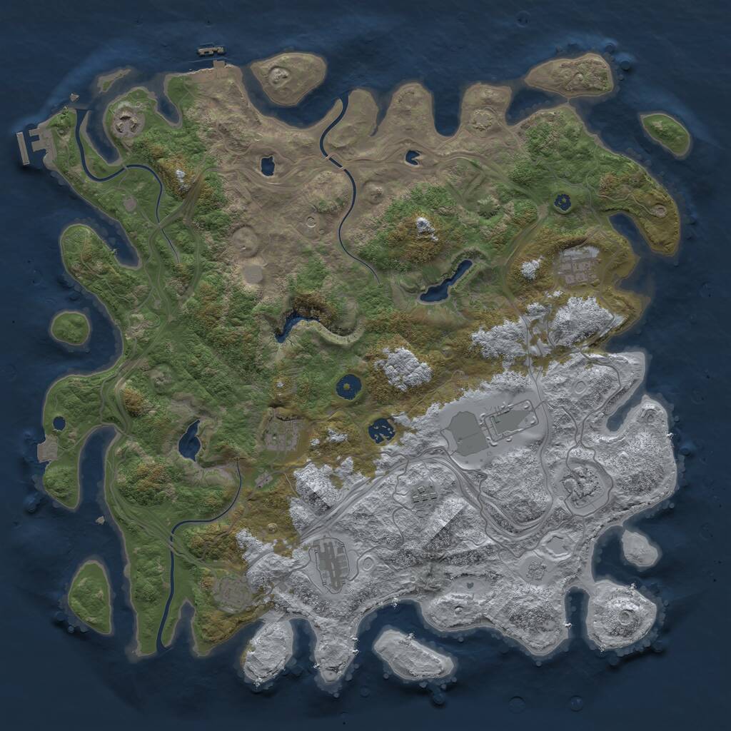 Rust Map: Procedural Map, Size: 4500, Seed: 4997199, 15 Monuments