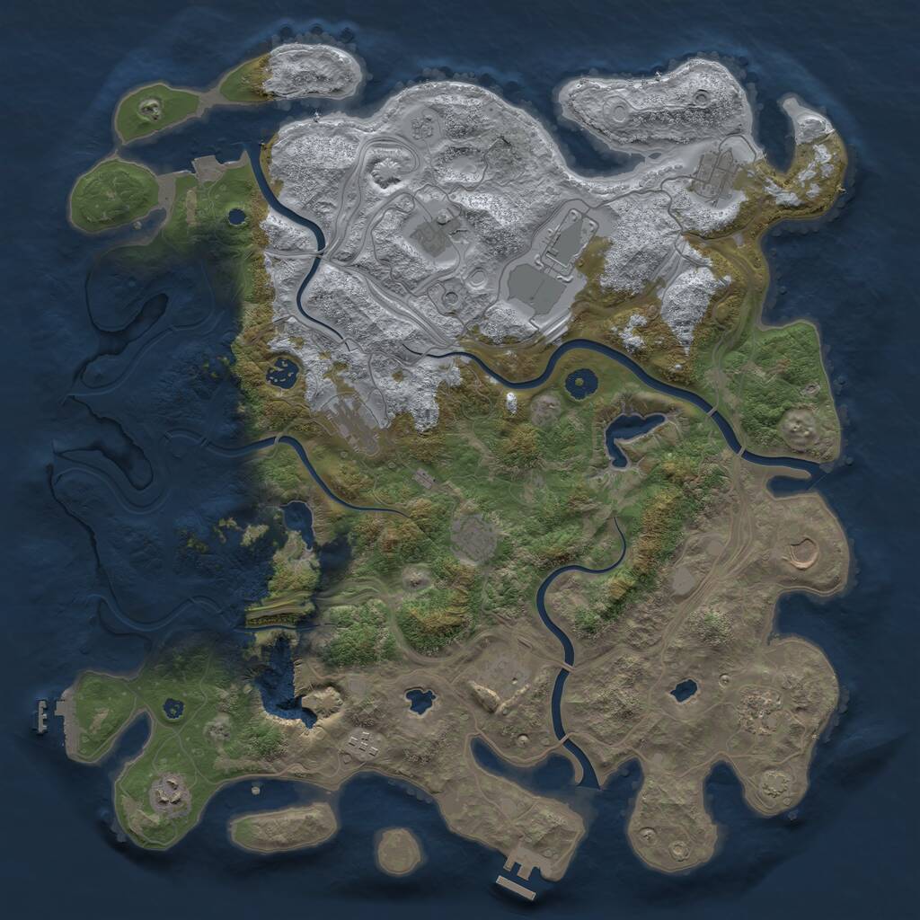 Rust Map: Procedural Map, Size: 4500, Seed: 3637275, 17 Monuments
